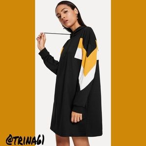 Cut & Sew Hoodie Sweatshirt Dress
